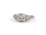 902046 - Art Deco Gold Diamond Chased Stamped Engagement Style Ring