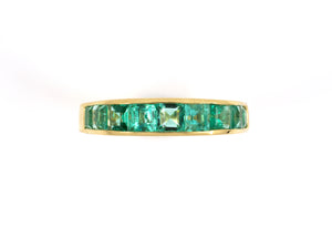 902056 - SOLD - Gold Square Emerald Channel Set Wedding Band Ring