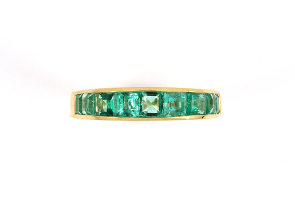 902056 - SOLD - Gold Square Emerald Channel Set Wedding Band Ring