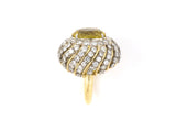 902059 - Circa 1970 Platinum Gold Heliodor Diamond Swirl Cluster Dinner RIng