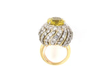 902059 - Circa 1970 Platinum Gold Heliodor Diamond Swirl Cluster Dinner RIng