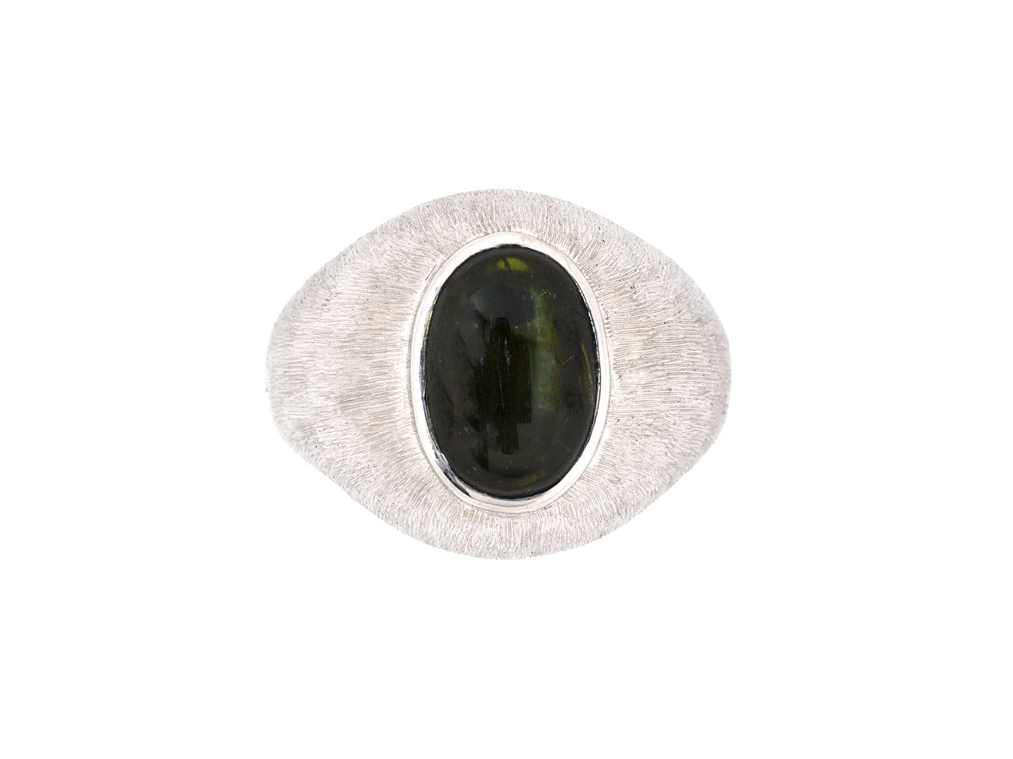 902060 - SOLD - Gold Green Cat's Eye Sabi Finish Ring