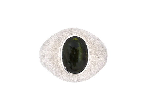 902060 - Gold Green Cat's Eye Sabi Finish Ring