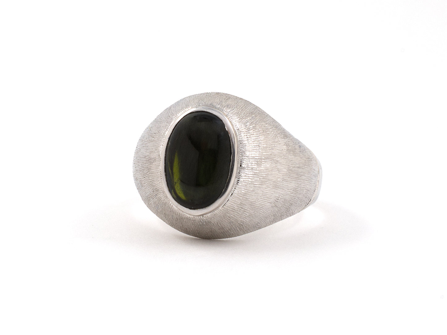 902060 - SOLD - Gold Green Cat's Eye Sabi Finish Ring