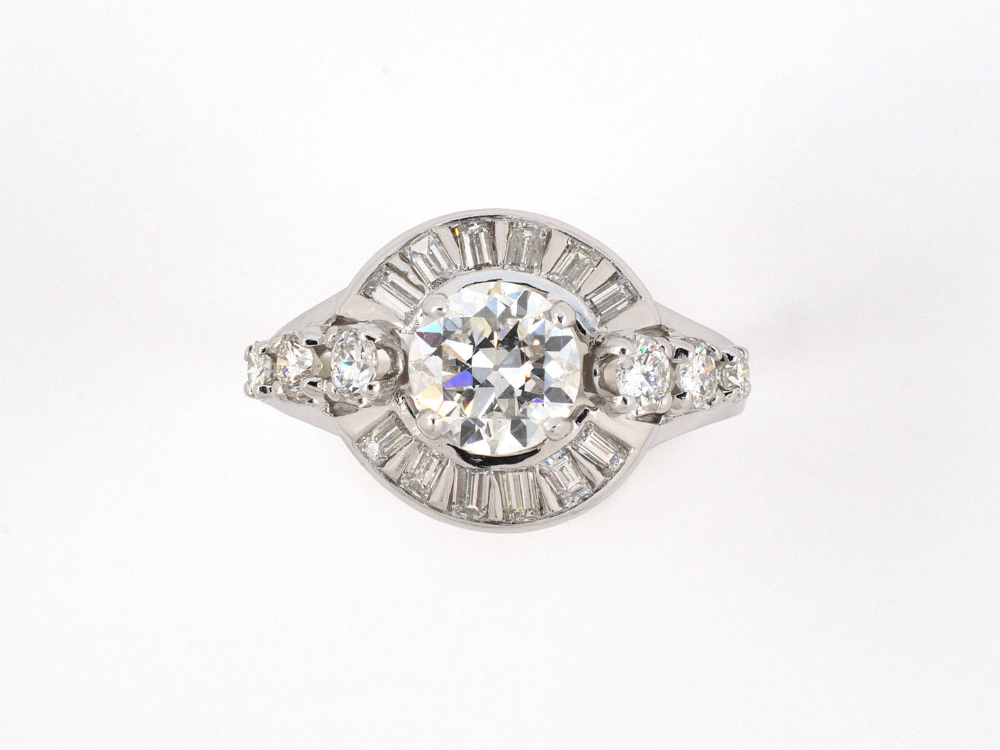 902061 - Circa 1950s Platinum Diamond Cluster Engagement Style Ring