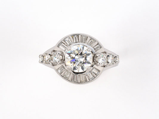 902061 - Circa 1950s Platinum Diamond Cluster Engagement Style Ring