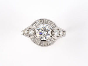 902061 - Circa 1950s Platinum Diamond Cluster Engagement Style Ring