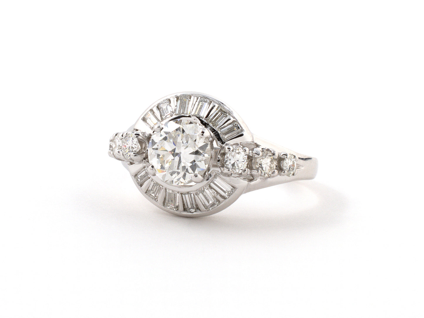 902061 - Circa 1950s Platinum Diamond Cluster Engagement Style Ring
