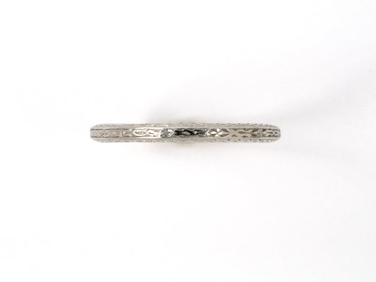 902063 - Circa 1927 Art Deco Platinum Chased Wedding Band Ring