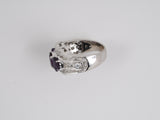 902064 - SOLD - Gold Purple Sapphire Diamond Pave 3 Stone Ring