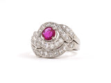 902065 - Circa 1950S Platinum AGL Burma Ruby Diamond Cocktail Engagement Ring