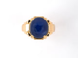 902068 - Gold Cabochon Star Sapphire Carved Bezel Ring