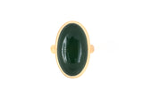 902069 - SOLD - Gold Cabochon Bezel Set Jadeite Ring