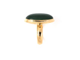 902069 - SOLD - Gold Cabochon Bezel Set Jadeite Ring