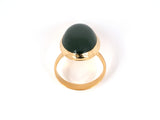 902069 - SOLD - Gold Cabochon Bezel Set Jadeite Ring