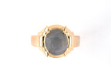 902070 - Gold Cabochon Star Sapphire Carved Bezel Ring
