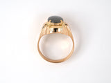 902070 - Gold Cabochon Star Sapphire Carved Bezel Ring