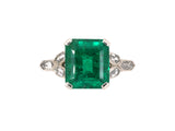 902071 - Art Deco Platinum AGL Emerald Diamond Engagement Ring