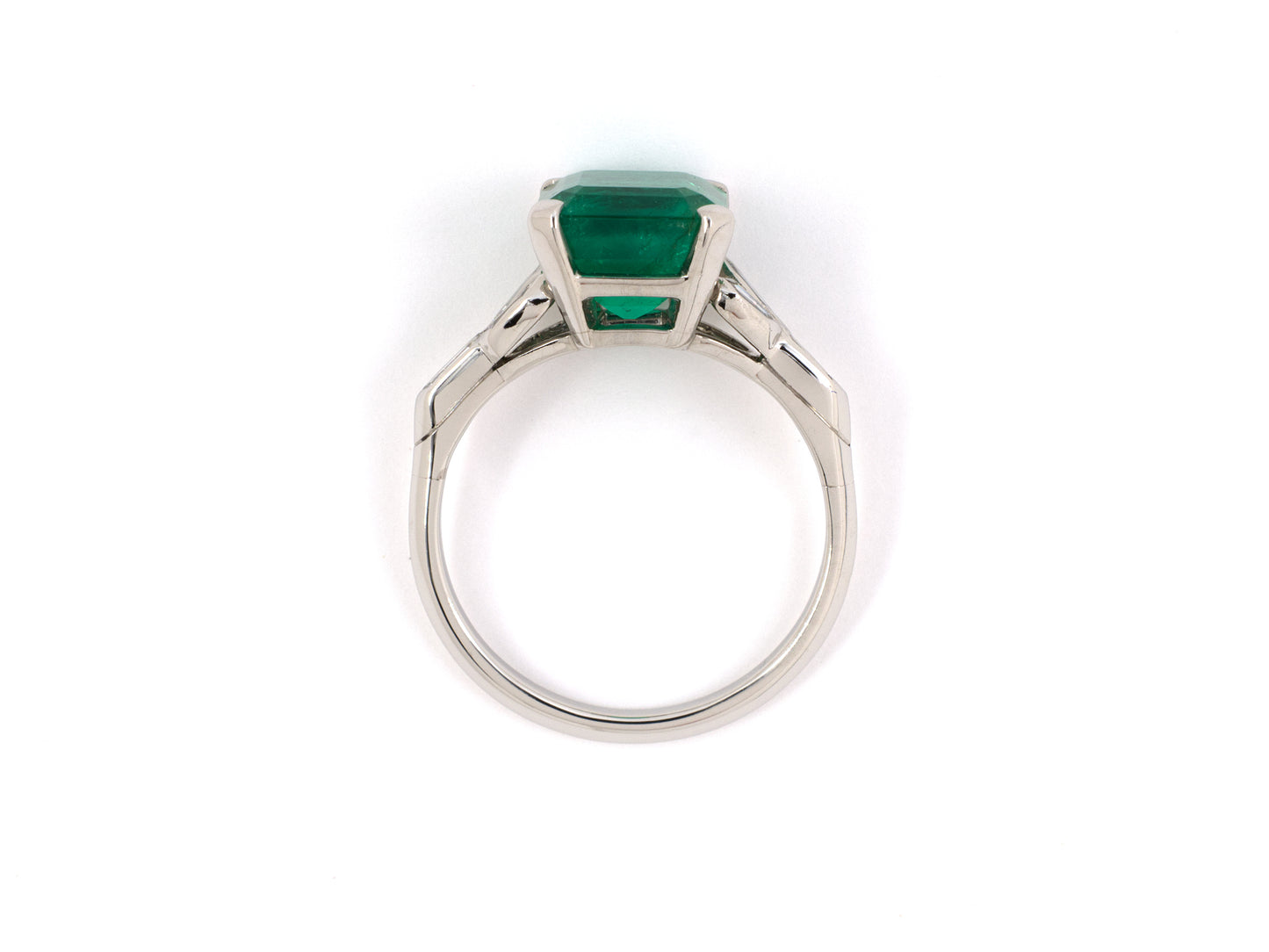 902071 - Art Deco Platinum AGL Emerald Diamond Engagement Ring