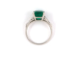 902071 - Art Deco Platinum AGL Emerald Diamond Engagement Ring