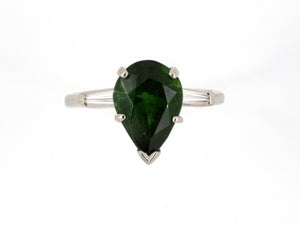 902074 - Platinum Pear Shape Chrome Diopside Diamond Engagement Style Ring