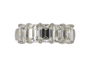 902075 - SOLD - Platinum GIA Emerald Cut Diamond 5 Stone Wedding-Band Ring