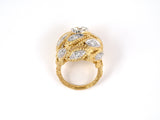 902076 - Gold Diamond Floral Leaf Design Domed Ring