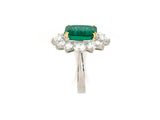 902083 - Circa 1970 Platinum Gold  AGL Emerald Diamond Cluster Ring