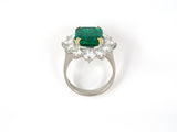 902083 - Circa 1970 Platinum Gold  AGL Emerald Diamond Cluster Ring