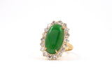 902089 - Victorian Gold GIA Jadeite Diamond Cluster Dinner Ring