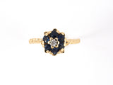 902094 - Gold Diamond Sapphire Cluster Flower Twisted Wire Shank Ring