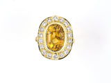 902107 - Circa 1980S Gold Diamond AGL Yellow Sapphire Oval Cluster Ring