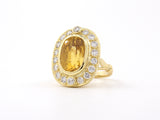 902107 - Circa 1980S Gold Diamond AGL Yellow Sapphire Oval Cluster Ring