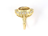 902107 - Circa 1980S Gold Diamond AGL Yellow Sapphire Oval Cluster Ring