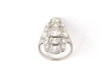 902108 - Art Deco Platinum Diamond Chased Filigree Dinner Ring