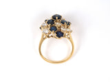 902109 - Gold Diamond Sapphire Swirl Cluster Ring