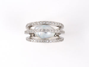 902116 - Yvel Gold Diamond Baroque Pearl 3-Row Ring