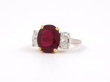 902117 - Oscar Heyman Platinum Gold AGL Burma Ruby Diamond Engagement Ring