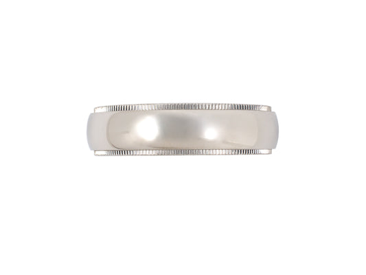 902118 - SOLD - Tiffany Platinum Beaded Edge Wedding-Band Ring