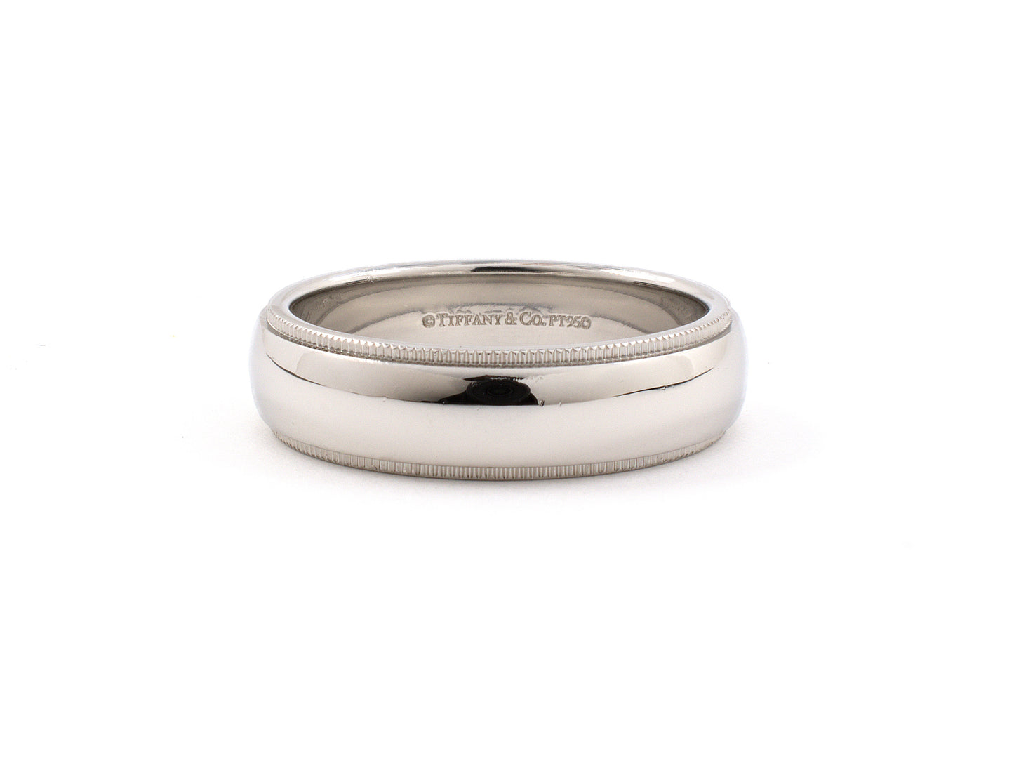 902118 - SOLD - Tiffany Platinum Beaded Edge Wedding-Band Ring