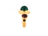 902141 - Lalaounis Gold Cabochon Emerald Burma Ruby 3-Stone Ring