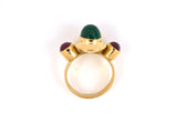 902141 - Lalaounis Gold Cabochon Emerald Burma Ruby 3-Stone Ring