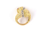 902142 - Lalaounis Greece Gold Rose Cut Diamond Ruby Twin Lions Head By Pass Ring