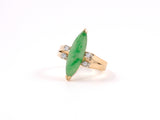 902143 - SOLD - Gold Platinum Jadeite Diamond Navette Shaped Ring