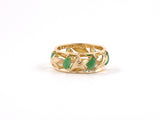 902144 - SOLD - Gold Jadeite Raised Floral Leaf Eternity Wedding-Band Ring