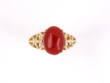 902152 - Gold Coral Open Wire Work Shoulders Ring