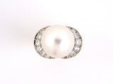 90837 - Gold South Sea Pearl Diamond Cluster Ring