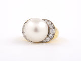 90837 - Gold South Sea Pearl Diamond Cluster Ring