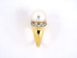 90837 - Gold South Sea Pearl Diamond Cluster Ring