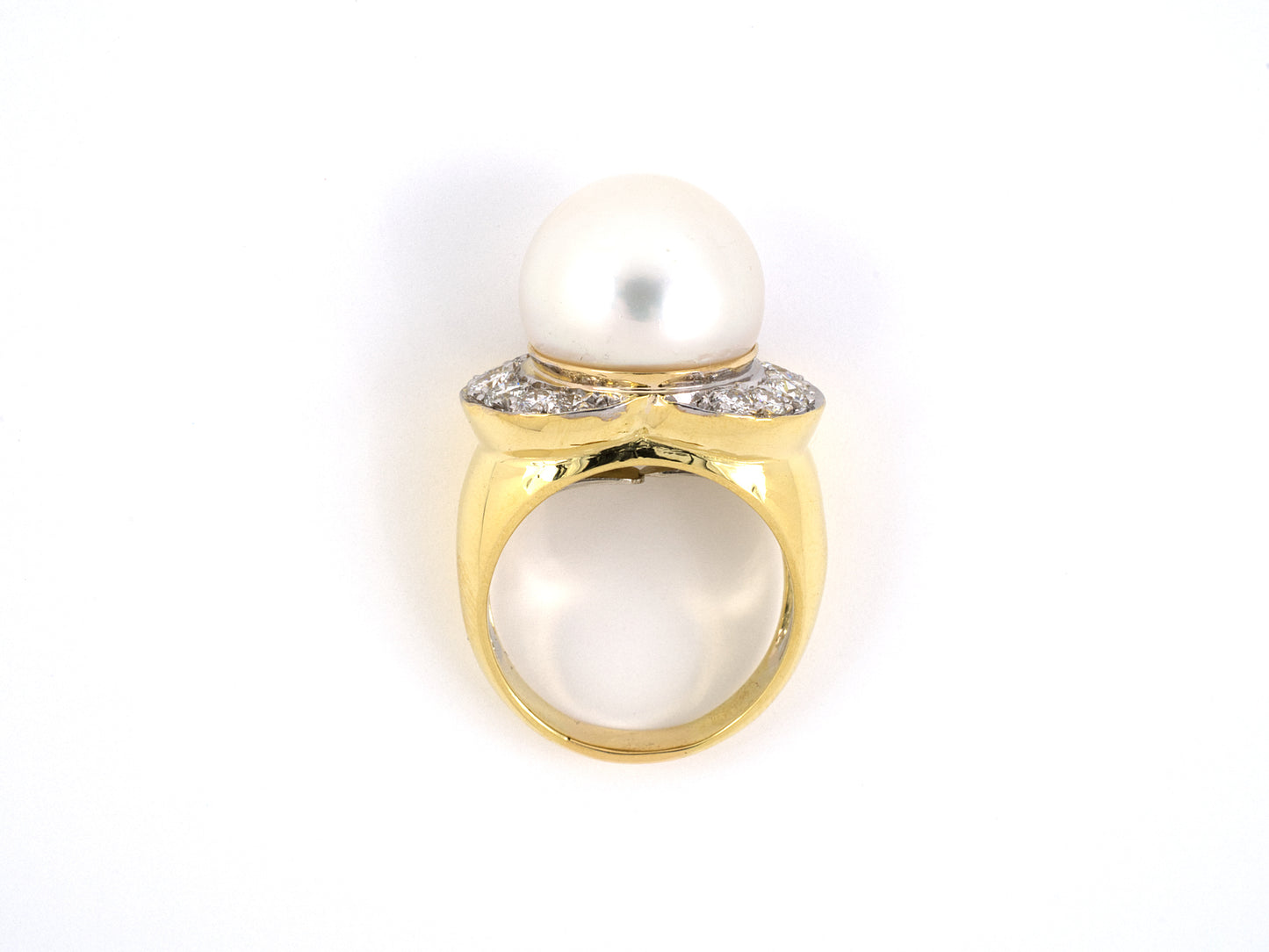 90837 - Gold South Sea Pearl Diamond Cluster Ring